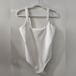 Good American White Scuba Square Neck Thong Bodysuit Size M (B19)